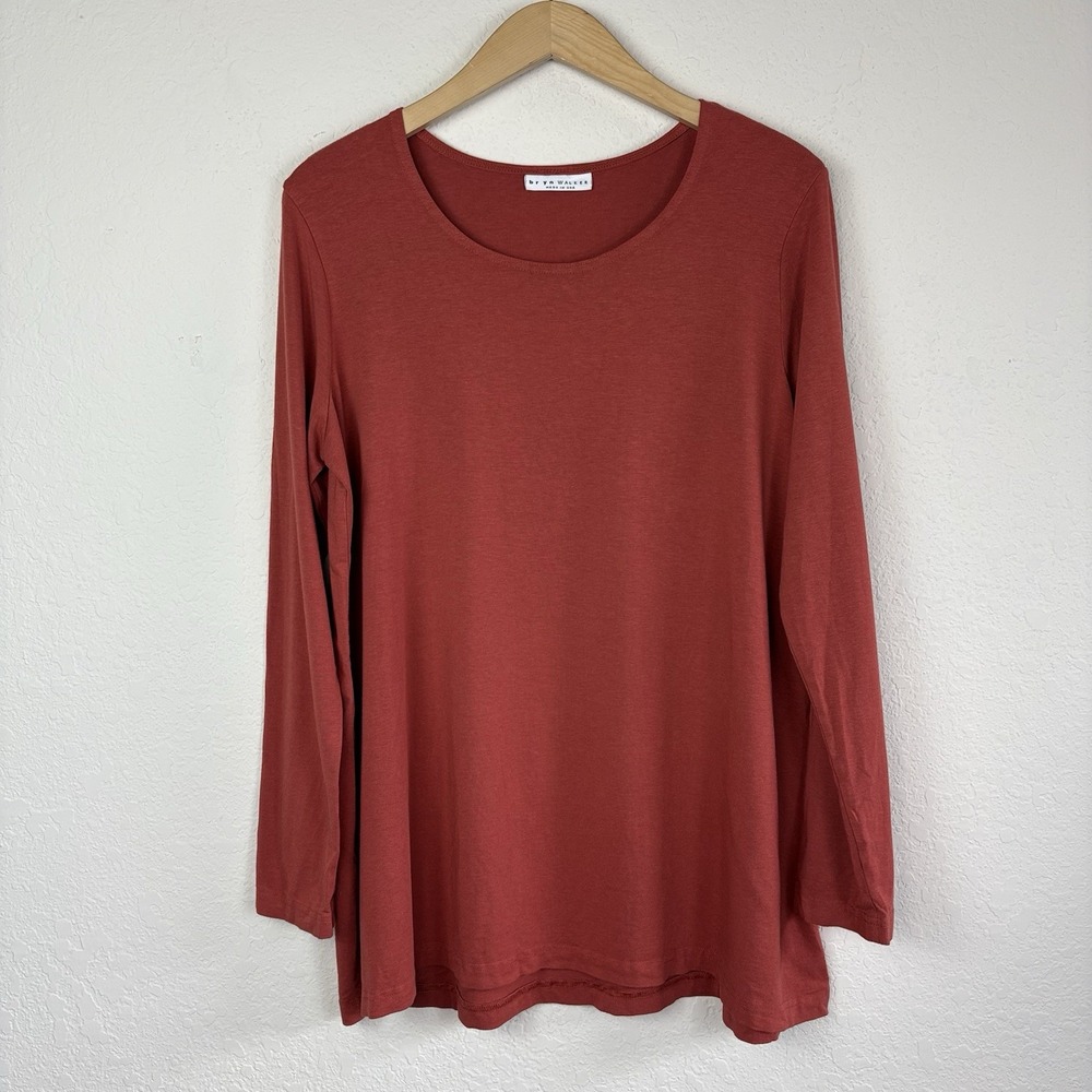 Bryn Walker Boxy Tunic Top Jersey Knit Women's XL Organic Cotton Bamboo Orange